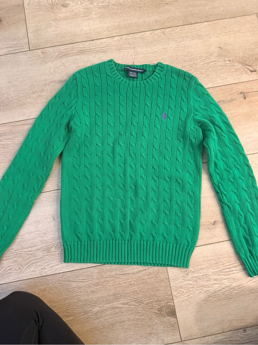 Ralph Lauren Kelly Green Cable Crewneck Sweater - Picture 4 of 8